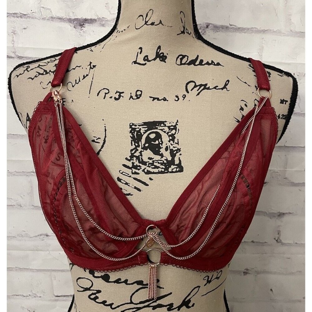 Scantilly By Curvy Kate Unchained Plunge Bra‎ Deep Red USA Size 32G Sexy New